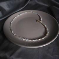 Freshwater Pearl Brass Chain Necklace, Pérolas de água doce, with cobre, joias de moda & para mulher, branco, comprimento Aprox 40 cm, vendido por PC