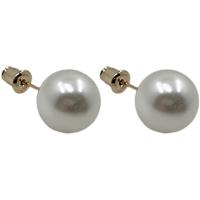 Freshwater Pearl Earrings Round gold color plated Natural & for woman two different colored Sold By Pair