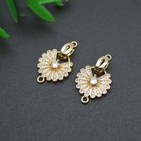 Brass Jewelry Clasps Daisy gold color plated DIY & micro pave cubic zirconia nickel lead & cadmium free Sold By PC