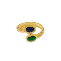Emaille roestvrij staal vinger ring, 304 roestvrij staal, plated, mode sieraden & voor vrouw & glazuur, gouden, Verkocht door PC