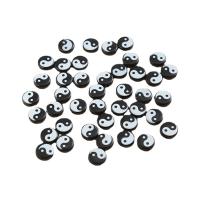 Akryl smykker perler, Flad Rund, du kan DIY & forskellig størrelse for valg, hvid og sort, Ca. 1000pc'er/Bag, Solgt af Bag