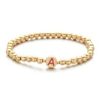 Zinc Alloy Bracelet gold color plated fashion jewelry & letters are from A to Z & for woman & enamel nickel lead & cadmium free Length Approx 18 cm Sold By PC