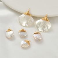 Freshwater Pearl Pendants with brass wire & Shell plated DIY white nickel lead & cadmium free Sold By PC