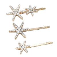 Hair Slide Zinc Alloy three pieces & for woman & with rhinestone nickel lead & cadmium free Sold By Set