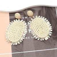 Oorbel sieraden, Riet, met Rafidah grass, handgemaakt, mode sieraden & voor vrouw, wit, 96x55mm, Verkocht door Stel