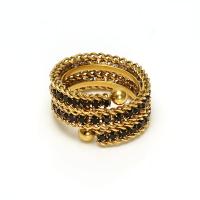 304 Stainless Steel Cuff Finger Ring 18K gold plated multilayer & adjustable & for woman & with rhinestone US Ring Sold By PC