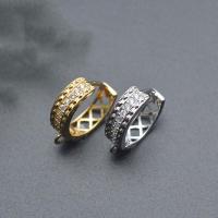 Brass Lever Back Earring Component Donut plated DIY & micro pave cubic zirconia nickel lead & cadmium free Sold By PC