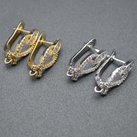 Brass Lever Back Earring Component plated DIY & micro pave cubic zirconia nickel lead & cadmium free Sold By Bag