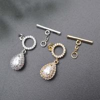 Brass Toggle Clasp Teardrop plated DIY & micro pave cubic zirconia nickel lead & cadmium free 16mm 18mm Sold By PC