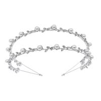 Haarbanden, Zinc Alloy, met Plastic Pearl, mode sieraden & voor vrouw & met strass, zilver, nikkel, lood en cadmium vrij, 130x150mm, Verkocht door PC