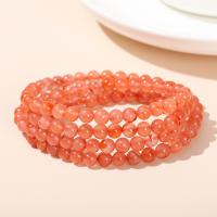 Red Agate Bracelets Round polished fashion jewelry & multilayer & for woman red Length Approx 70 cm Sold By PC