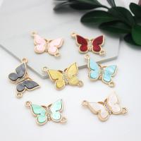 Animal Tibetan Style Connector, Butterfly, gold color plated, DIY & micro pave cubic zirconia & enamel & 1/1 loop, more colors for choice, 15x19mm, Hole:Approx 2mm, Approx 10PCs/Bag, Sold By Bag