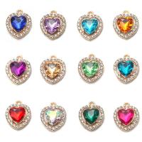 Zinc Alloy Heart Pendants with Acrylic gold color plated DIY & with rhinestone Approx 1.2mm Approx Sold By Bag
