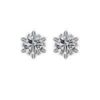 Brass Stud Earring Snowflake platinum color plated for woman & with rhinestone 8mm Sold By Pair