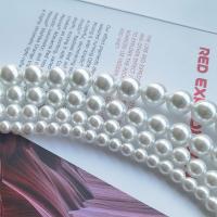 Perline in vetro, perla in vetro, Cerchio, DIY & formato differente per scelta, bianco, Venduto per Appross. 15 pollice filo