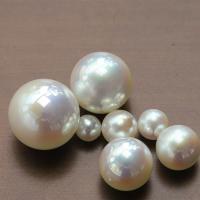 Glas perle perler, Glass Pearl, Runde, du kan DIY & forskellig størrelse for valg & halv-boret, hvid, Solgt af PC