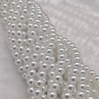 Pärlpärlor i glas, Glass Pearl, Rund, DIY & olika storlek för val, vit, Såld Per Ca 15 inch Strand