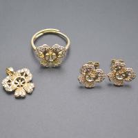 Brass Jewelry Finding gold color plated three pieces & DIY & micro pave cubic zirconia & hollow nickel lead & cadmium free Inner Approx 18.5mm Sold By Set