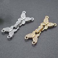 Brass Fold Over Clasp Butterfly plated DIY & micro pave cubic zirconia nickel lead & cadmium free Sold By PC