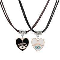 Couple Necklace Zinc Alloy with leather cord with 1.97inch extender chain Heart 2 pieces & Double Layer & Unisex nickel lead & cadmium free Length Approx 17.32 Inch Sold By Set