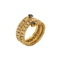 304 Stainless Steel Cuff Finger Ring 18K gold plated multilayer & micro pave cubic zirconia & for woman US Ring Sold By PC
