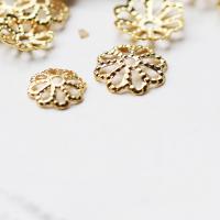 Brass Bead Cap 18K gold plated DIY & hollow golden nickel lead & cadmium free 6mm Sold By Lot