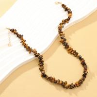 Natural Gemstone Necklace Tiger Eye with Zinc Alloy with 7cm extender chain gold color plated fashion jewelry & for woman Length Approx 40 cm Sold By PC