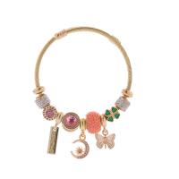 European Bracelet, Zinc Alloy, gold color plated, fashion jewelry & for woman & enamel & with rhinestone, more colors for choice, nickel, lead & cadmium free, Inner Diameter:Approx 60mm, Sold By PC