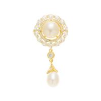 Freshwater Pearl Brooch Brass with Freshwater Pearl fashion jewelry & micro pave cubic zirconia & for woman nickel lead & cadmium free Sold By PC