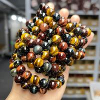 Natural Tiger Eye Bracelets Round polished fashion jewelry & Unisex mixed colors Length Approx 18 cm Sold By PC