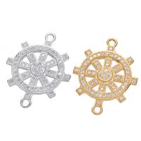 Brass Jewelry Connector Anchor and Ship Wheel plated DIY & micro pave cubic zirconia & 1/1 loop Sold By PC