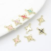 Tibetan Style Cross Pendants, gold color plated, DIY & enamel, mixed colors, nickel, lead & cadmium free, 14x20mm, Approx 100PCs/Bag, Sold By Bag