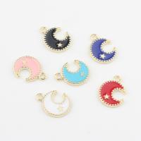 Zinc Alloy Enamel Pendants Moon gold color plated DIY nickel lead & cadmium free Approx Sold By Bag