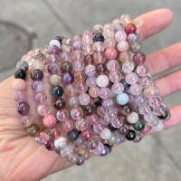 Braceletes de quartzo, ametista, with Morango Quartz & quartzo rosa, Roda, polido, joias de moda & para mulher, cores misturadas, 6mm, comprimento Aprox 18 cm, vendido por PC