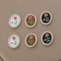 Zinc Alloy Enamel Pendants with Plastic Pearl gold color plated DIY Sold By PC