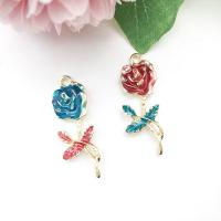 Zinc Alloy Flower Pendants Rose plated DIY & enamel nickel lead & cadmium free Sold By PC
