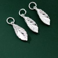 925 Sterling Silver Pendant Leaf polished DIY silver color Sold By PC