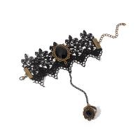 Zinc Alloy Armbånd Ring, med Lace, med 3.1inch extender kæde, antik guld farve forgyldt, mode smykker & for kvinde & med rhinestone, Størrelse:8, Solgt af PC