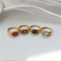 304 Stainless Steel Finger Ring gold color plated & micro pave cubic zirconia & for woman US Ring Sold By PC