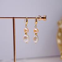 Freshwater Pearl Earrings with Brass fashion jewelry & for woman 40mm Sold By Pair