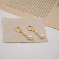 Freshwater Pearl Earrings with Brass fashion jewelry & for woman white 41mm Sold By Pair