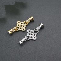 Brass Hook and Eye Clasp Chinese Knot plated DIY & micro pave cubic zirconia nickel lead & cadmium free Sold By PC