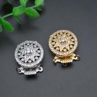 Brass Bayonet Clasp Round plated DIY & micro pave cubic zirconia nickel lead & cadmium free Sold By PC