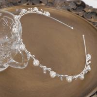 Haarbanden, Zinc Alloy, met Plastic Pearl, mode sieraden & voor vrouw & met strass, zilver, nikkel, lood en cadmium vrij, 155x145x10mm, Verkocht door PC