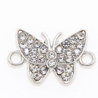 Animal Zinc Alloy Connector Butterfly plated DIY & with rhinestone nickel lead & cadmium free Sold By Bag