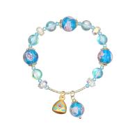 Lampwork Bracelet with Crystal & Brass gold color plated fashion jewelry & for woman & enamel Length Approx 6.7 Inch Sold By PC
