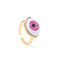 Evil Eye sieraden vinger ring, Zinc Alloy, met Hars, gold plated, mode sieraden & uniseks, meer kleuren voor de keuze, nikkel, lood en cadmium vrij, Binnendiameter:Ca 17.3mm, Verkocht door PC