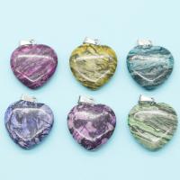 Poludrago kamenje Privjesci Nakit, Dragi kamen, Srce, Izrezbaren, možete DIY, više boja za izbor, 21x23mm, Prodano By PC