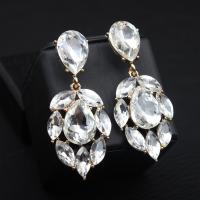 Crystal Earrings with Zinc Alloy gold color plated fashion jewelry & for woman Sold By Pair