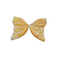 Pingentes de concha amarela natural, Borboleta, joias de moda, 12x20x2mm, Buraco:Aprox 0.5mm, vendido por par